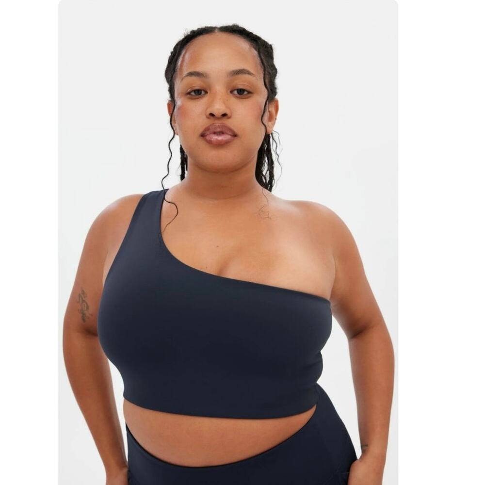 Girlfriend Collective Skyline Bianca One Shoulder Bra Top Blue Size XL
